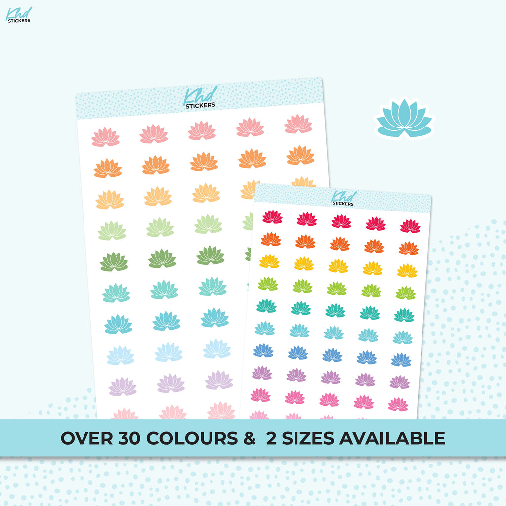 Lotus Flower Icon Stickers, Planner Stickers, Two Sizes, Removable