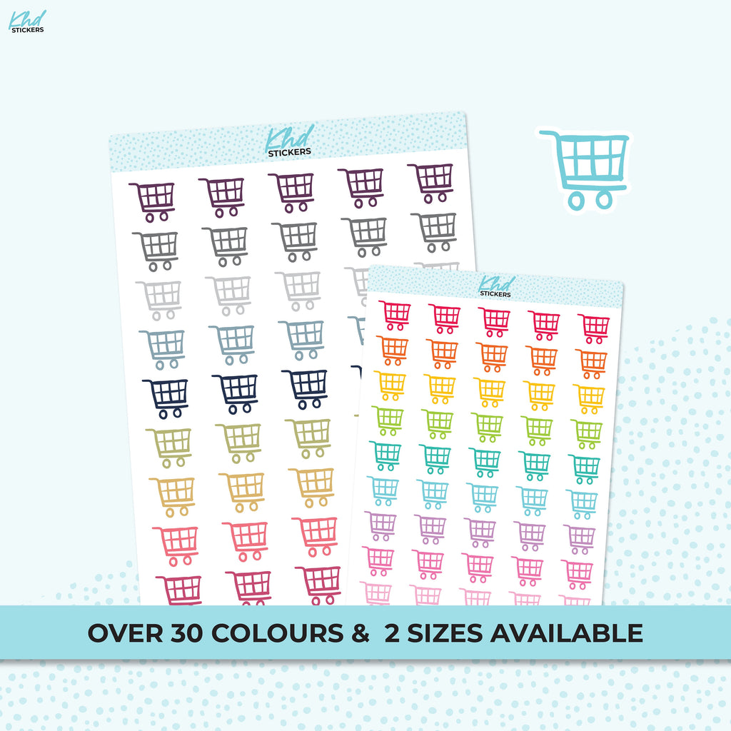 Shopping Trolley Stickers, Planner Stickers, Two Sizes, Removable