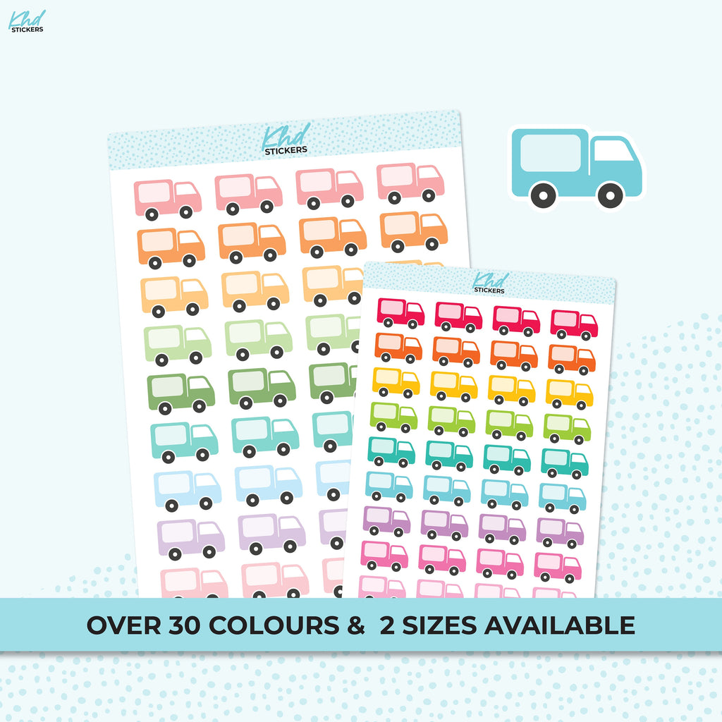Delivery Truck Icon Stickers, Planner Stickers, Two Sizes, Removable