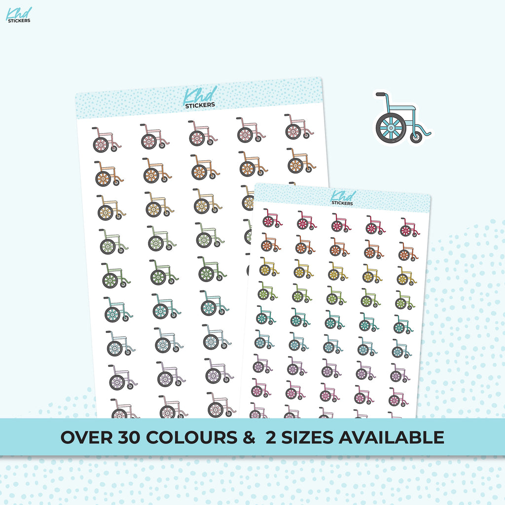 Wheelchair Icons Stickers, Planner Stickers, Two sizes, Removable