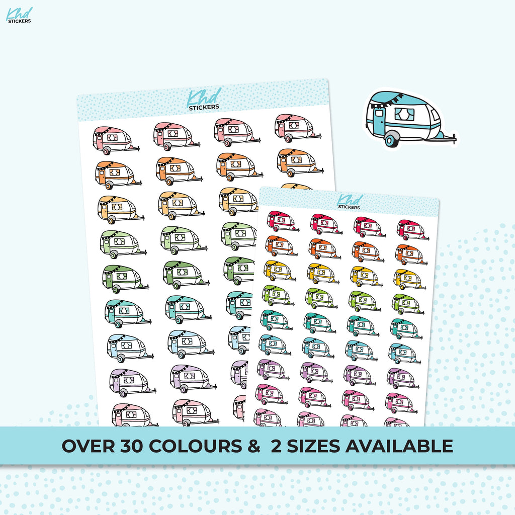 Caravan Stickers, Planner Stickers, Two sizes and over 30 colour options, removable