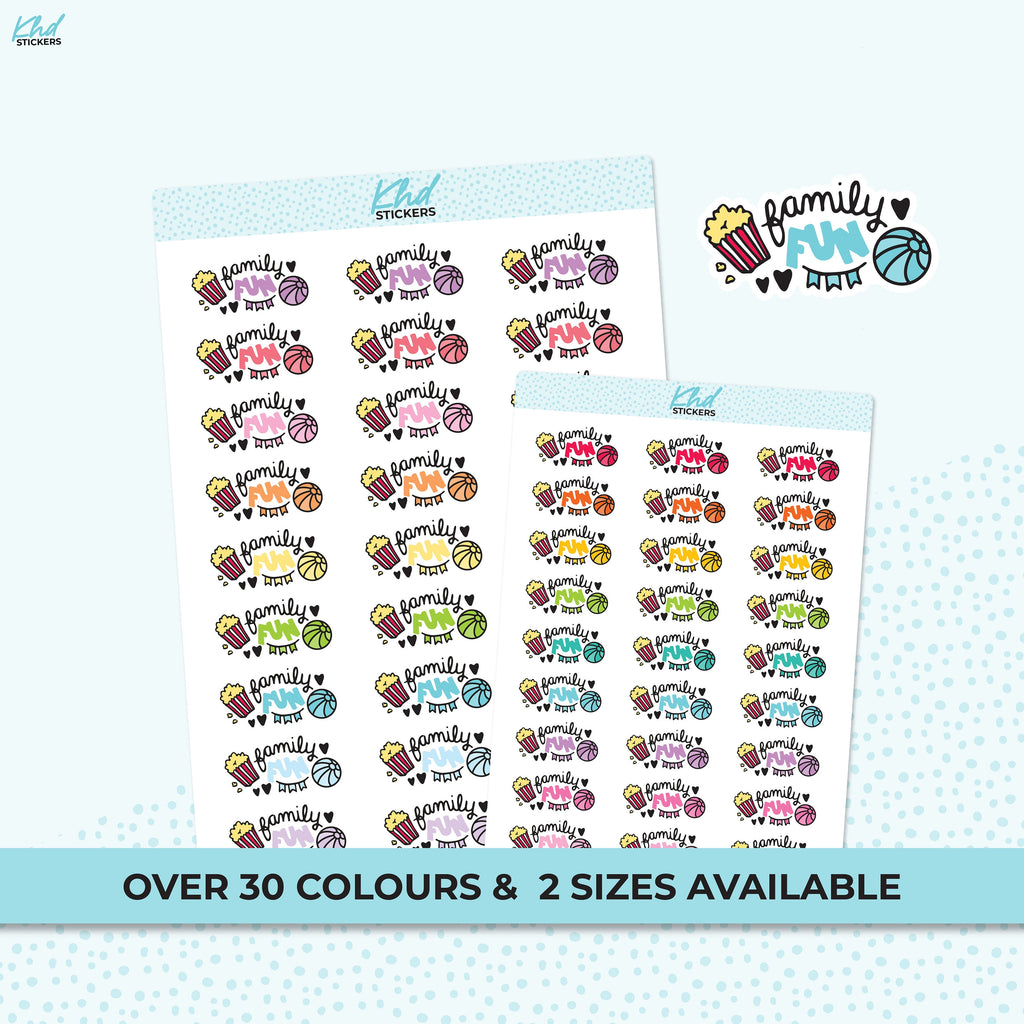 Family Fun Planner Stickers, Two Size Options, Removable