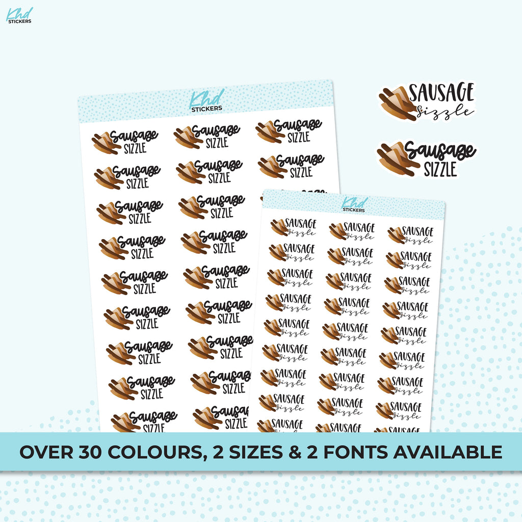 Sausage Sizzle Stickers, Planner Stickers, Removable