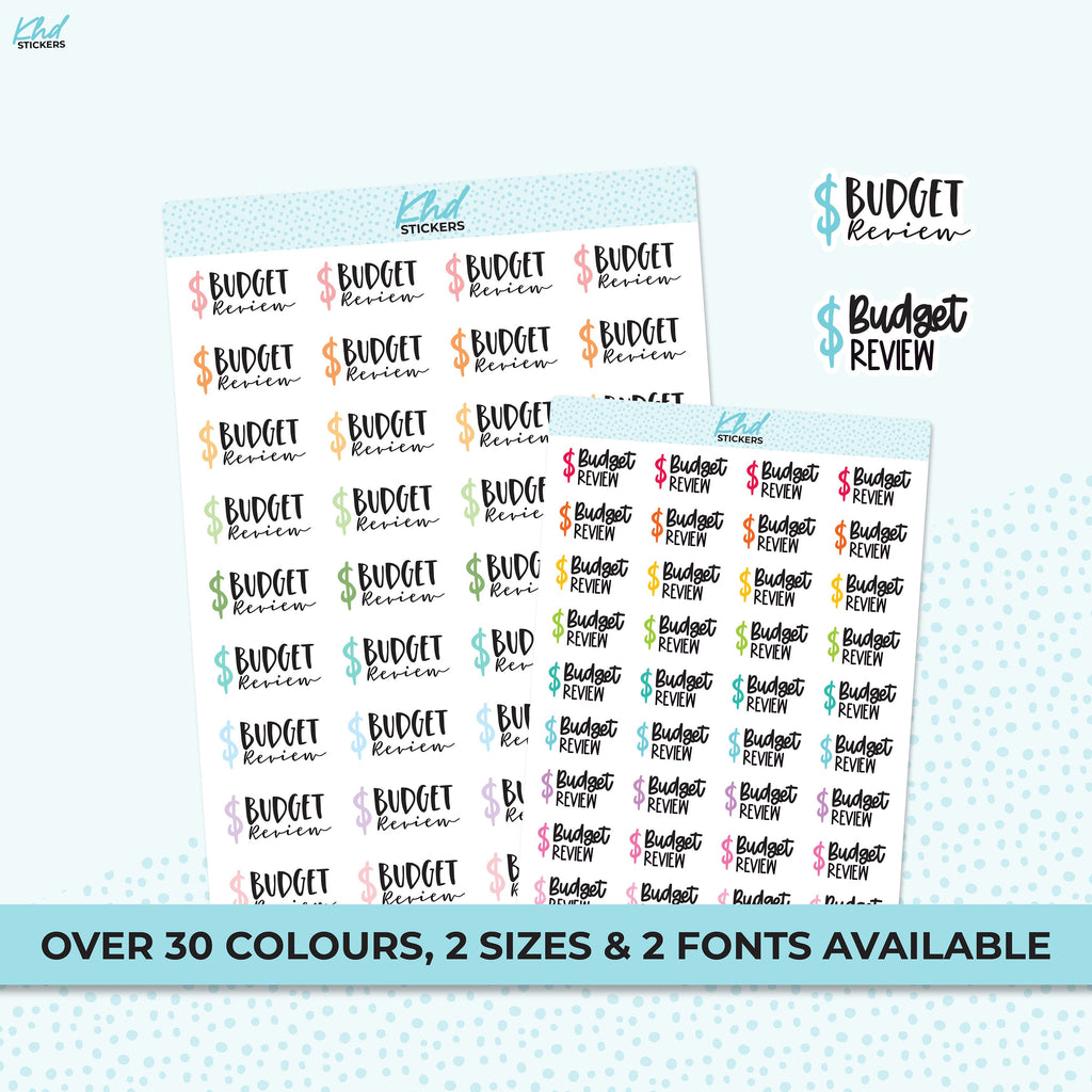 Budget Review Stickers, Planner Stickers, Removable