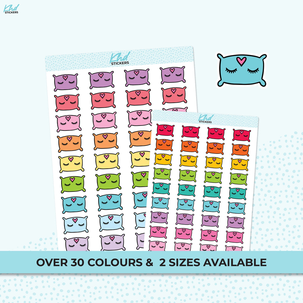 Pillow Icon Stickers, Planner Stickers, Two sizes and over 30 colour options, removable