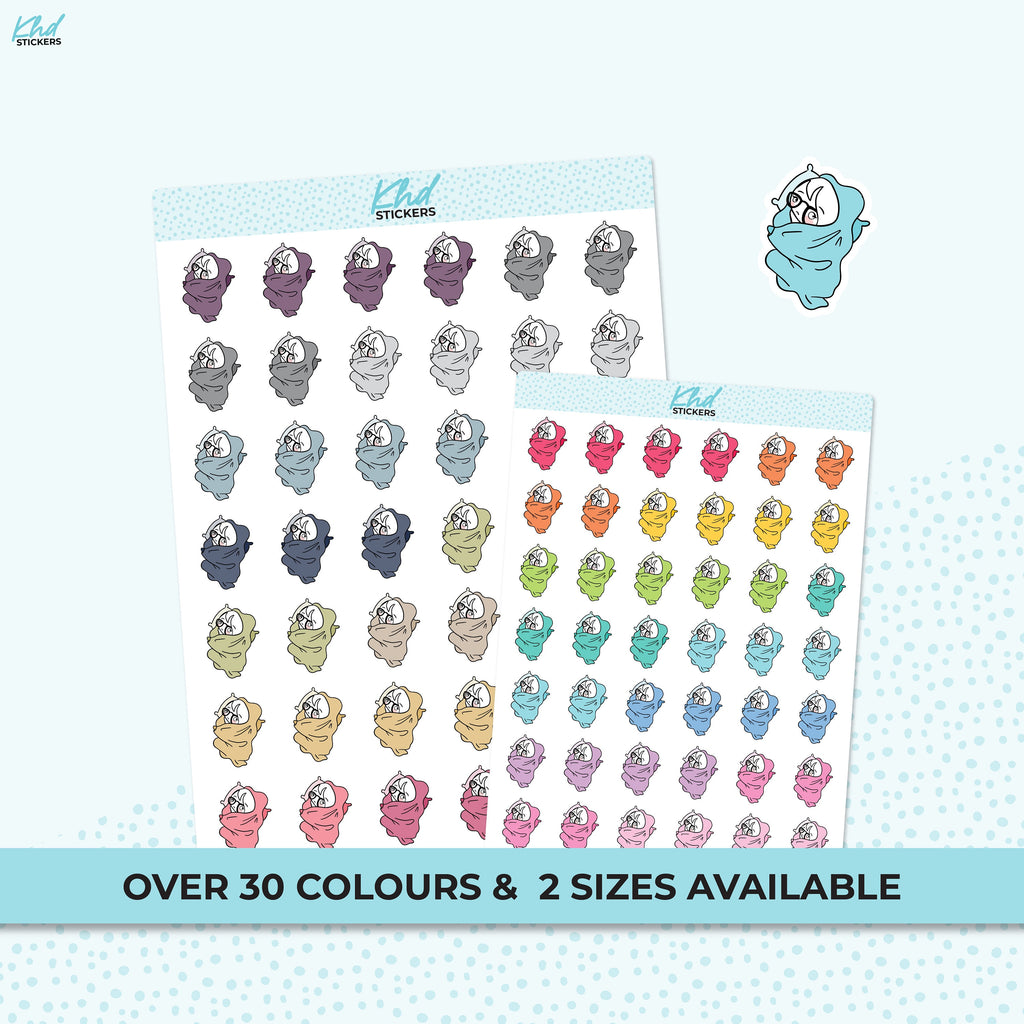 In Bed Stickers, Pain Planner Stickers, Planner Girl, Two sizes, Removable