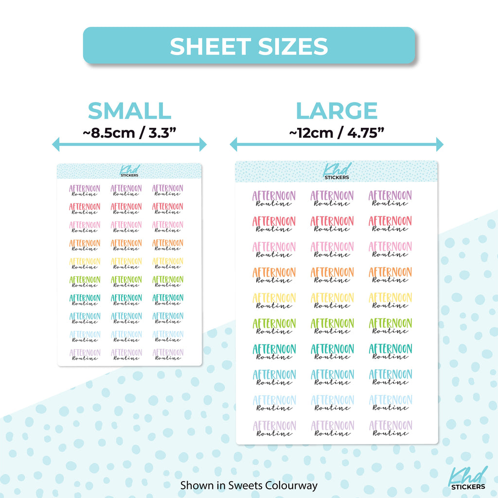 Afternoon Routine, Script Stickers, Planner Stickers, Two size and font options, Removable
