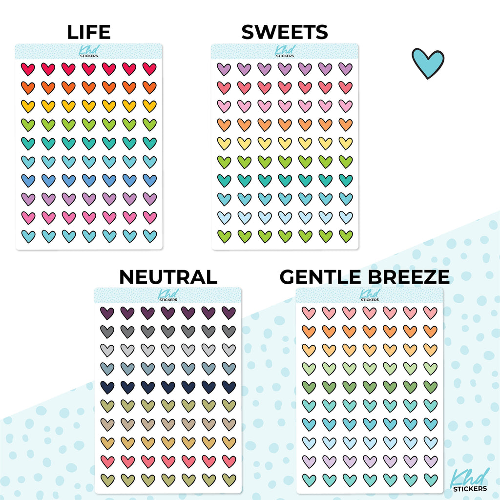 Small or Large Hearts,  Planner Stickers, Two Sizes, Removable