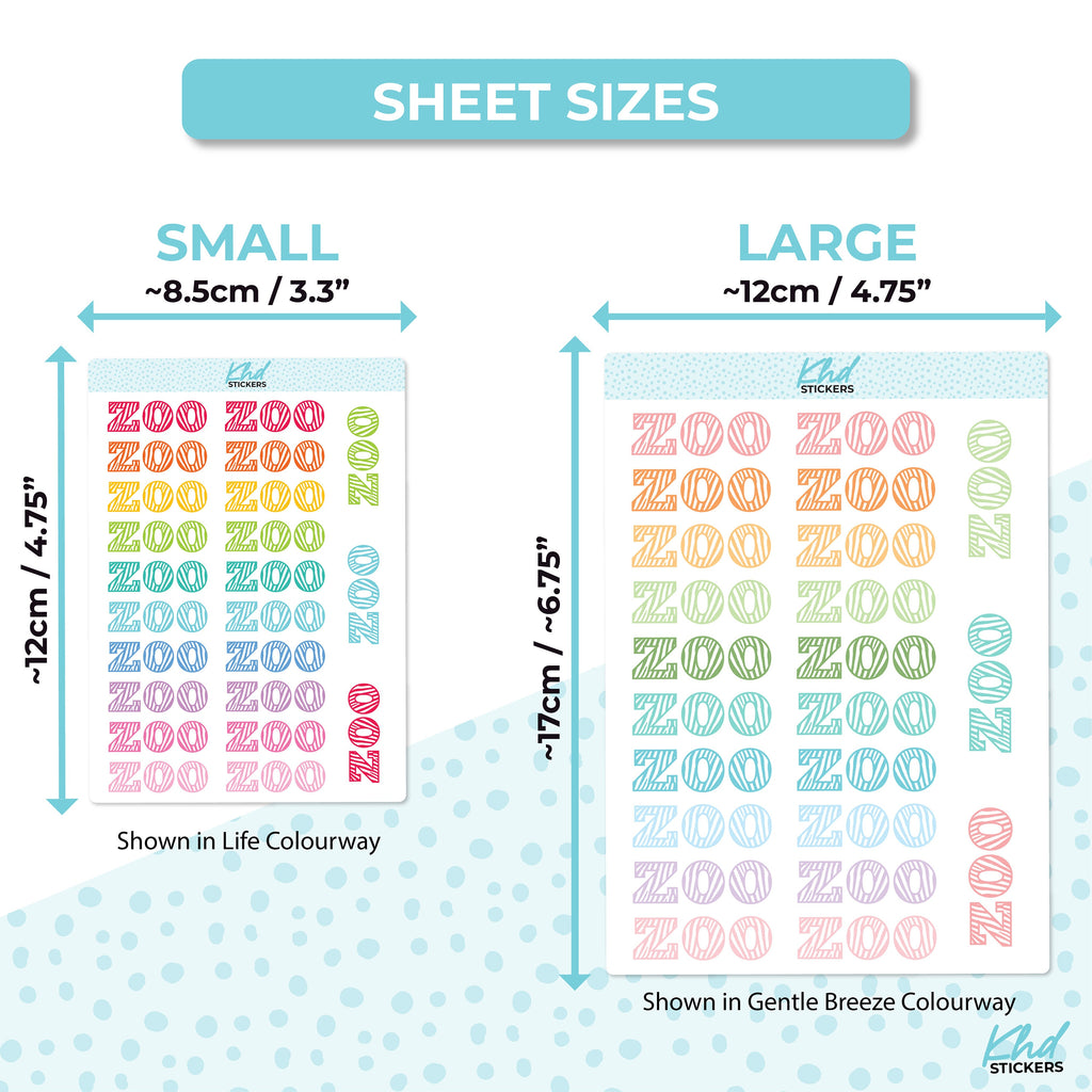 Zoo Planner Stickers, Two Sizes, Removable
