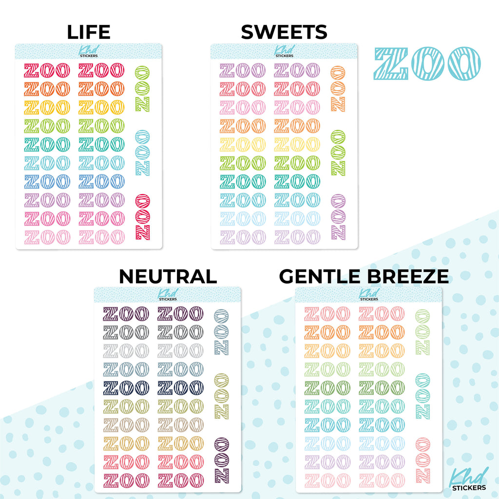 Zoo Planner Stickers, Two Sizes, Removable