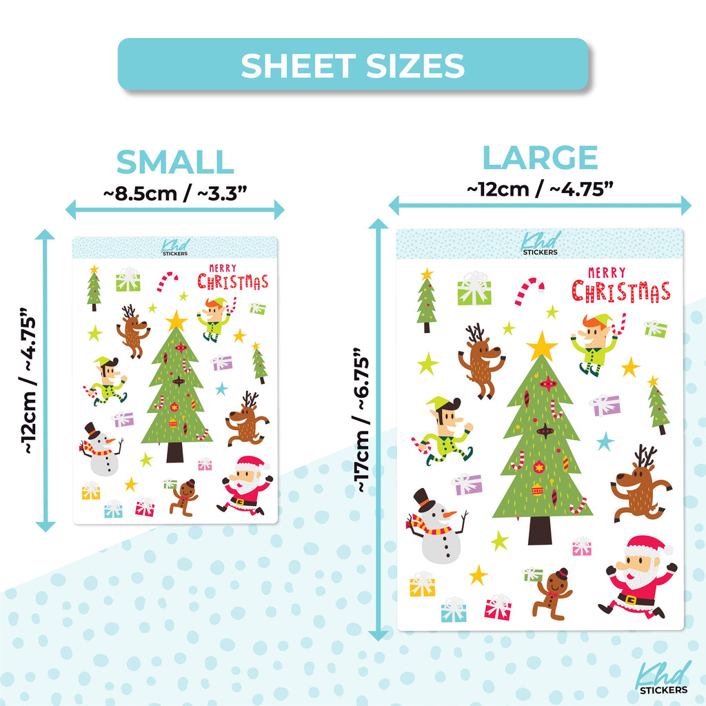 Fun Christmas Stickers , Planner Stickers, Two Sizes, Removable