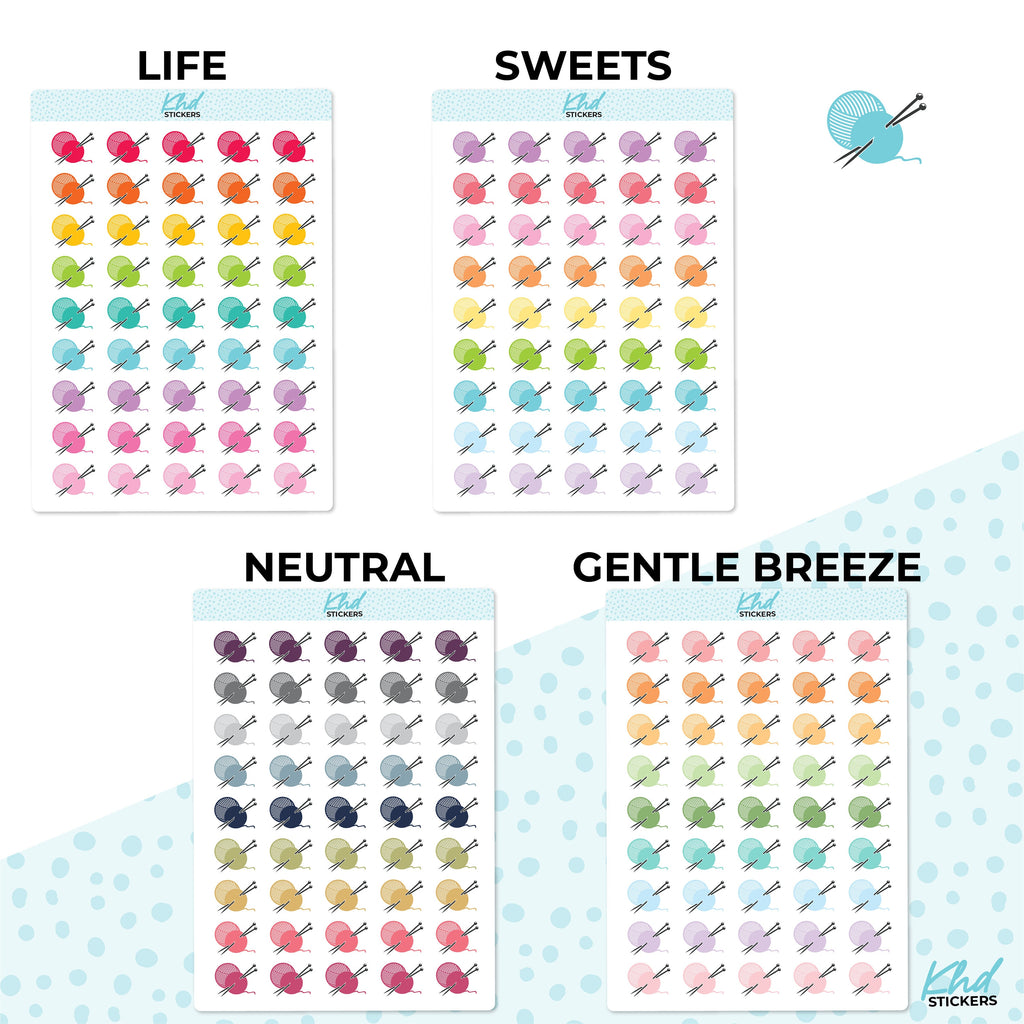 Knitting Icons Stickers, Planner Stickers, Two Sizes, Removable