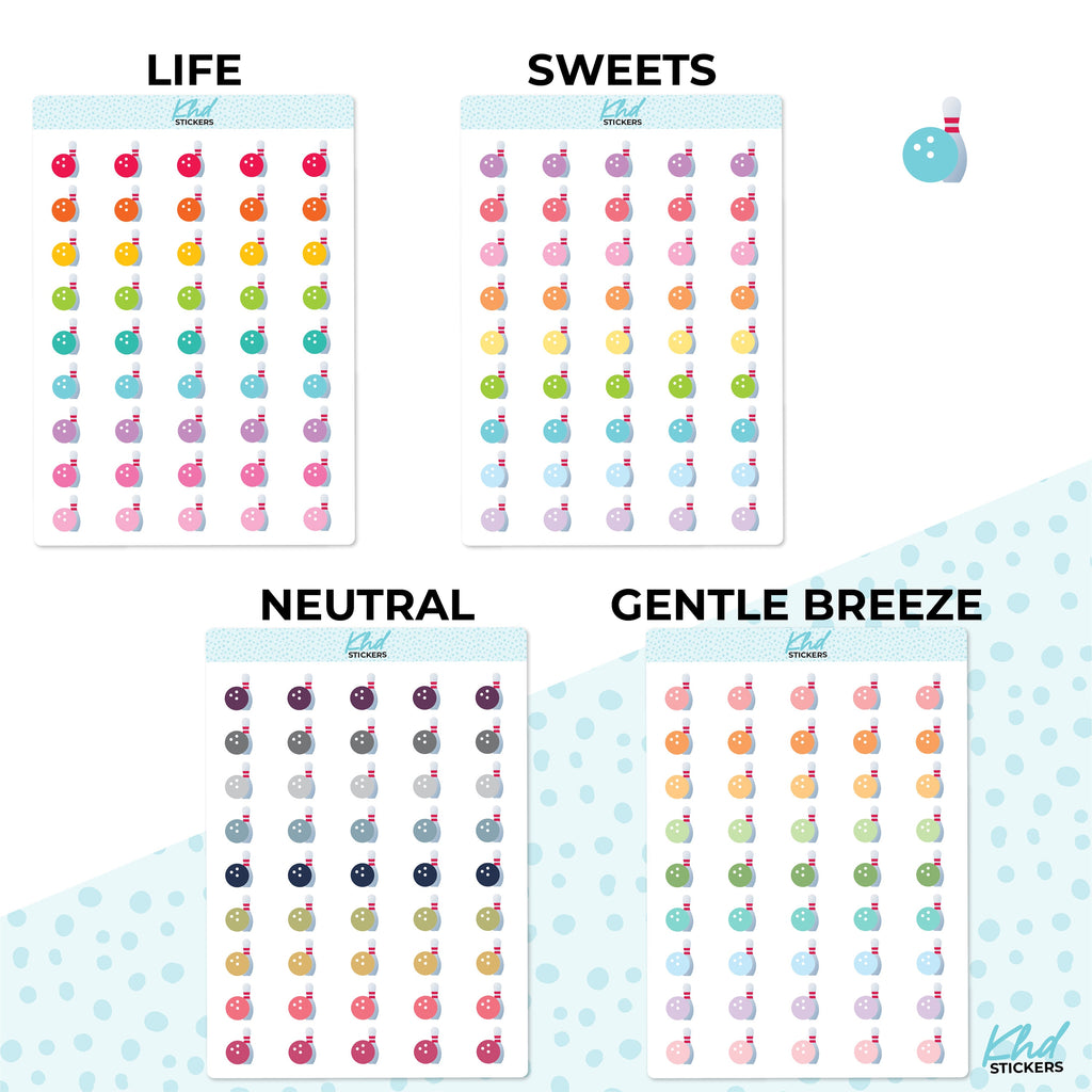 Bowling Icon Stickers, Planner Stickers, Two sizes, Removable