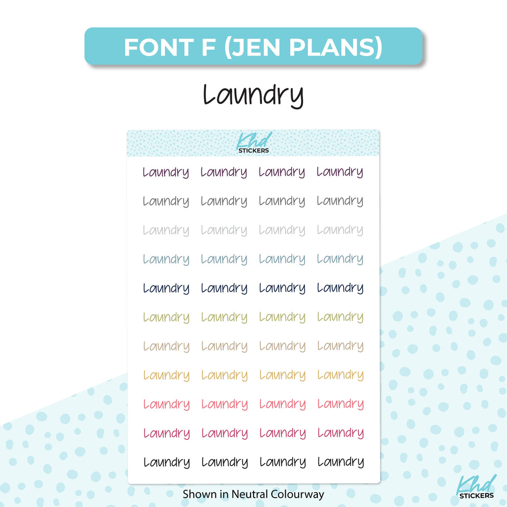 Laundry Stickers, Planner Stickers, Select from 6 fonts & 2 sizes, Removable