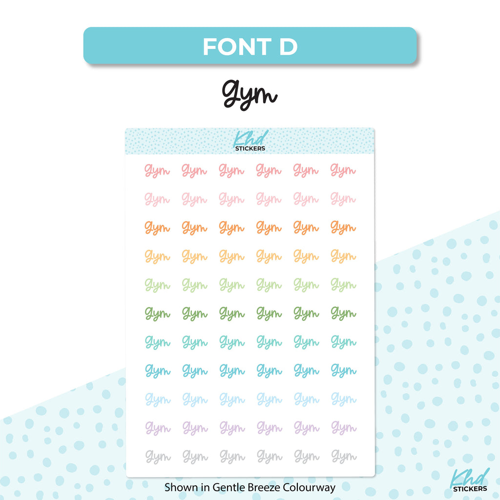 Gym Stickers Stickers, Planner Stickers, Select from 6 fonts & 2 sizes, Removable