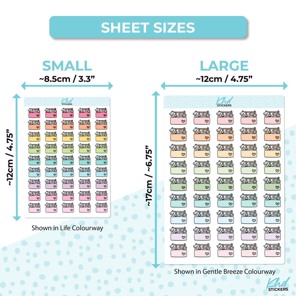 Tool Chest Stickers, Planner Stickers, Two Sizes and over 30 colour selections, Removable