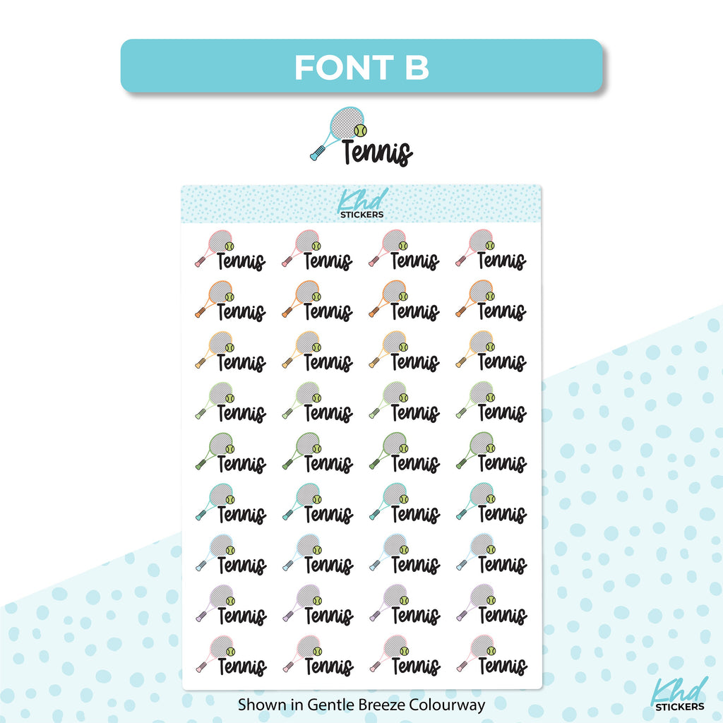 Tennis Planner Stickers, Two sizes and font options, Over 30 colours, Removable