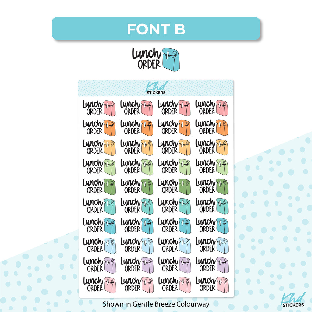 Lunch Order Stickers, Planner Stickers, Two size and font options, removable