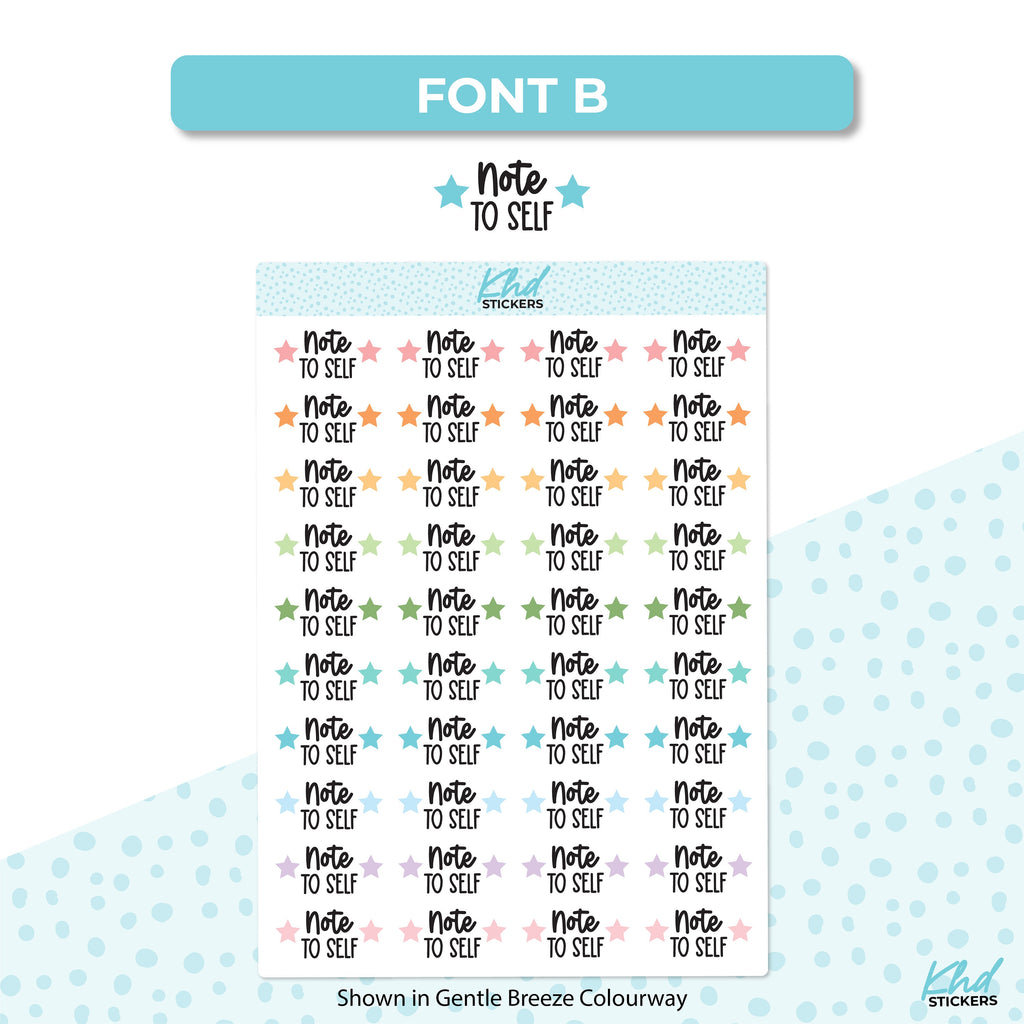 Note To Self Stickers, Planner Stickers, Two size and font options, removable