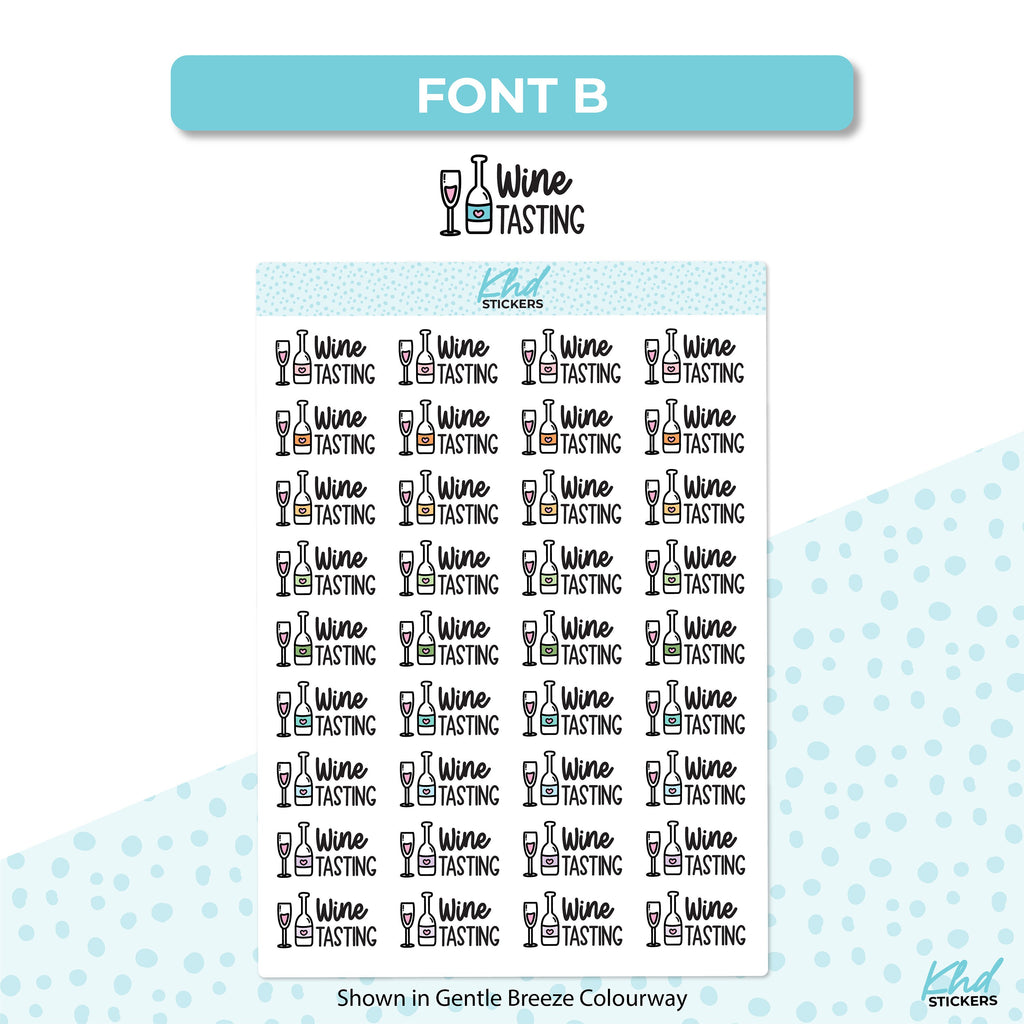 Wine Tasting Planner Stickers, Two size and font options, removable
