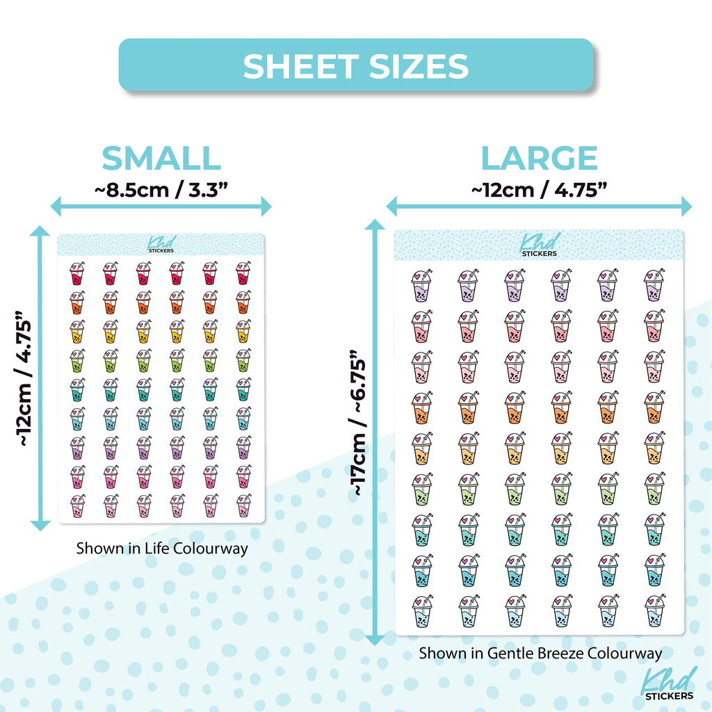 Bubble Tea Icon Stickers, Planner Stickers, Removable