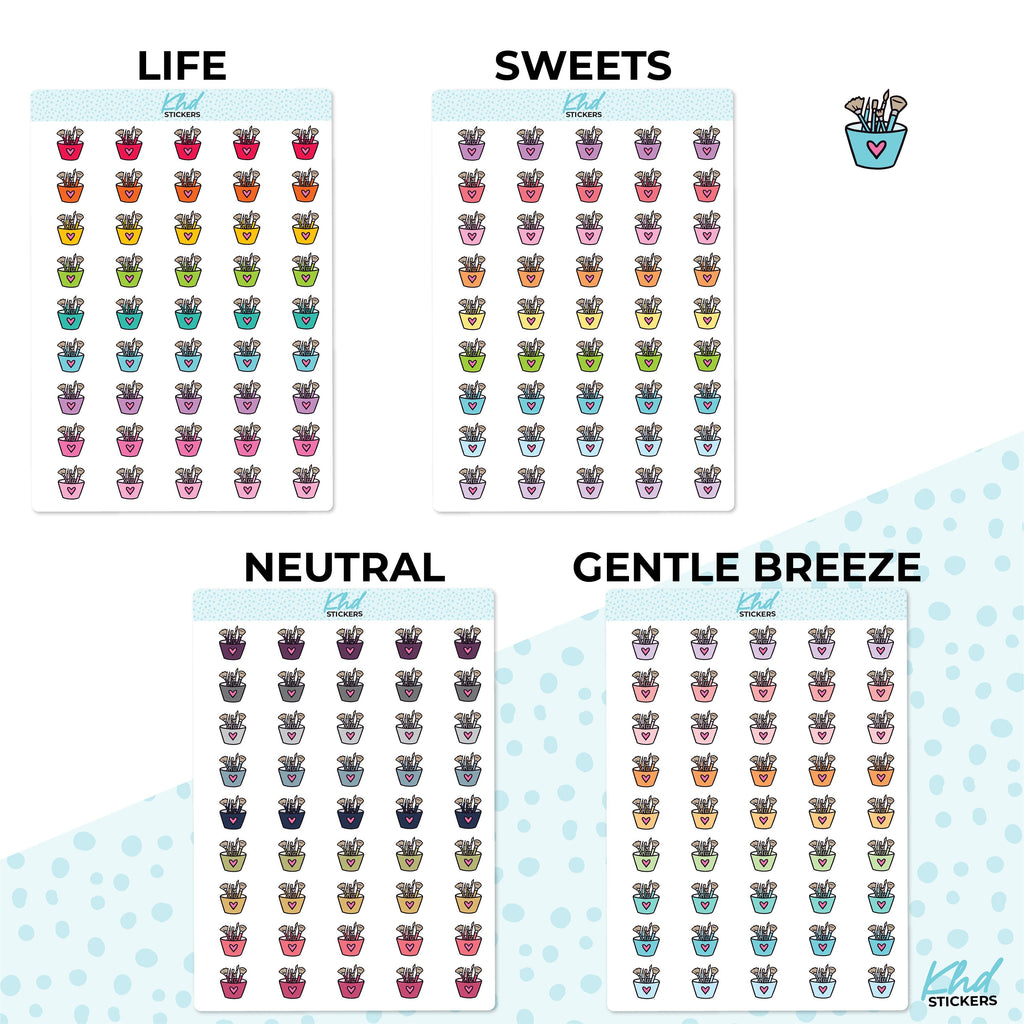 Art Brushes Icon Stickers - Planner Stickers - Removable