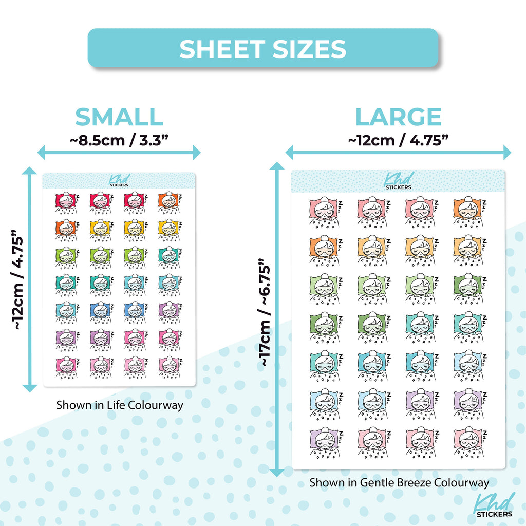 Planner Girl Leona Sleep Time Planner Stickers, Two Size Options, Removable