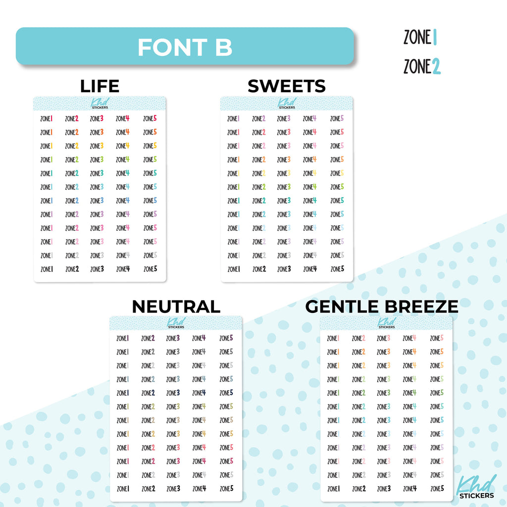 Zone Cleaning Stickers, Planner Stickers, 2 Sizes and Fonts, Removable