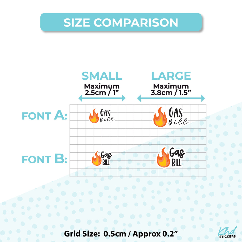 Gas Bill Stickers, Word Planner Stickers, Removable