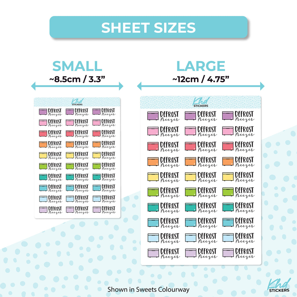 Defrost Freezer Stickers, Planner Stickers, Two Size and Font Options, Removable