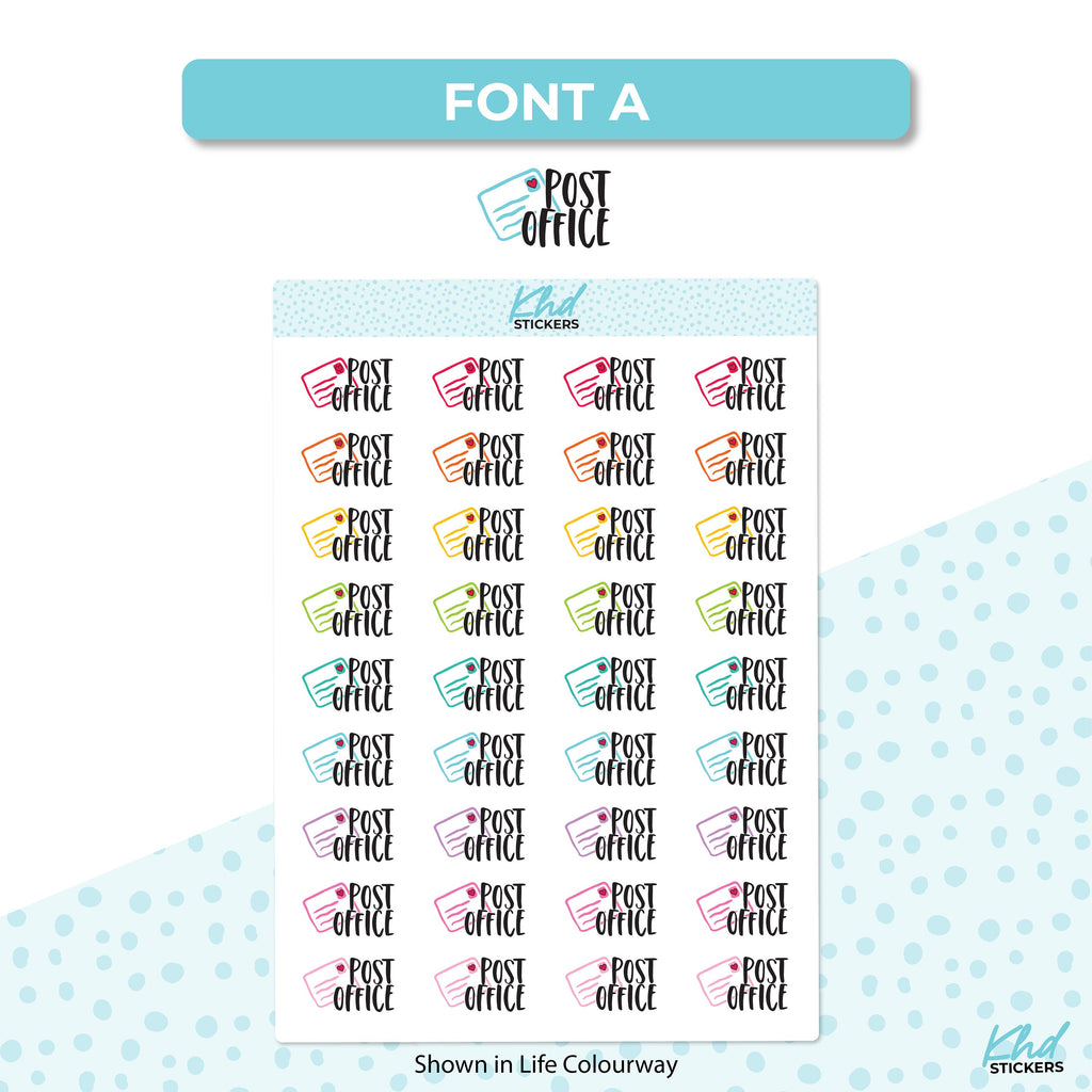 Post Office Stickers, Planner Stickers, Two Size and Font Options, Removable