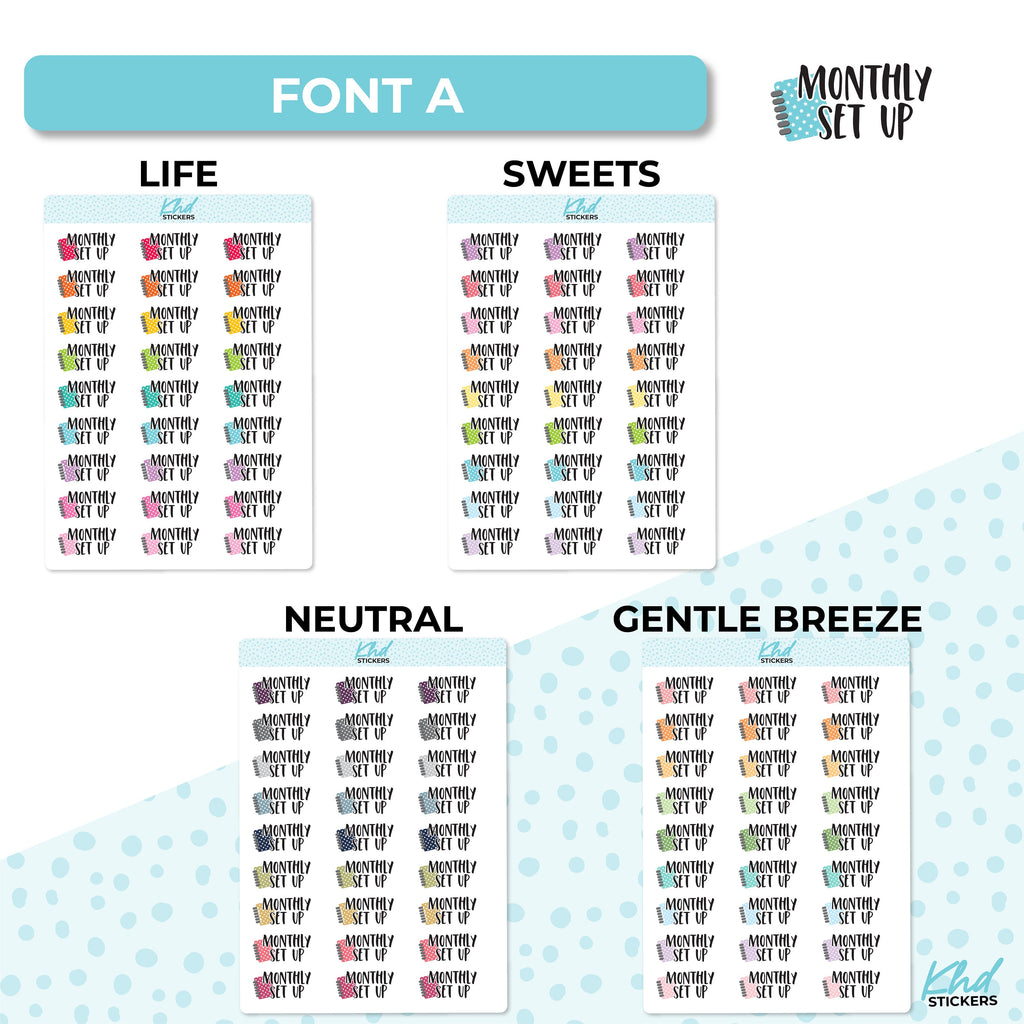 Monthly Set Up Stickers, Planner Stickers, Removable