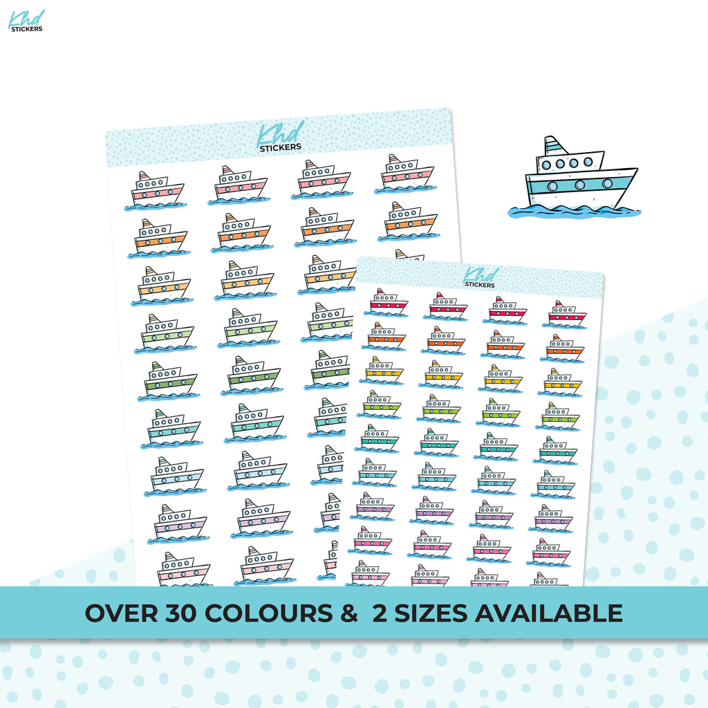 Cruise Ship Icon Stickers , Planner Stickers, Two Sizes and over 30 colour selections, Removable