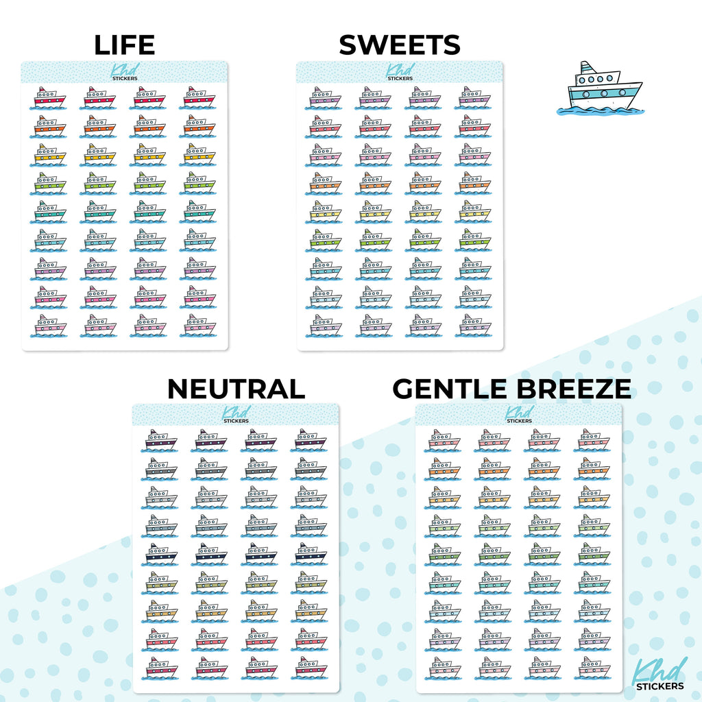 Cruise Ship Icon Stickers , Planner Stickers, Two Sizes and over 30 colour selections, Removable