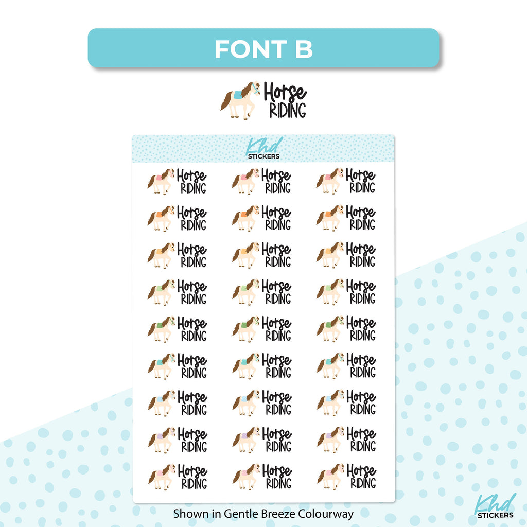 Horse Riding Planner Stickers, Two sizes and font options, Over 30 colours, Removable