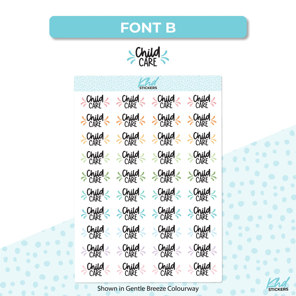 Child Care Stickers, Planner Stickers, Removable