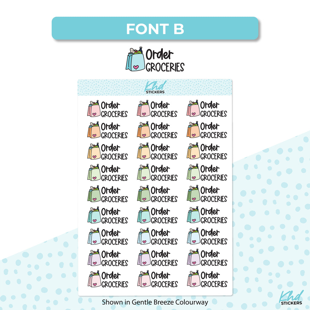 Order Groceries Stickers, Planner Stickers, Removable