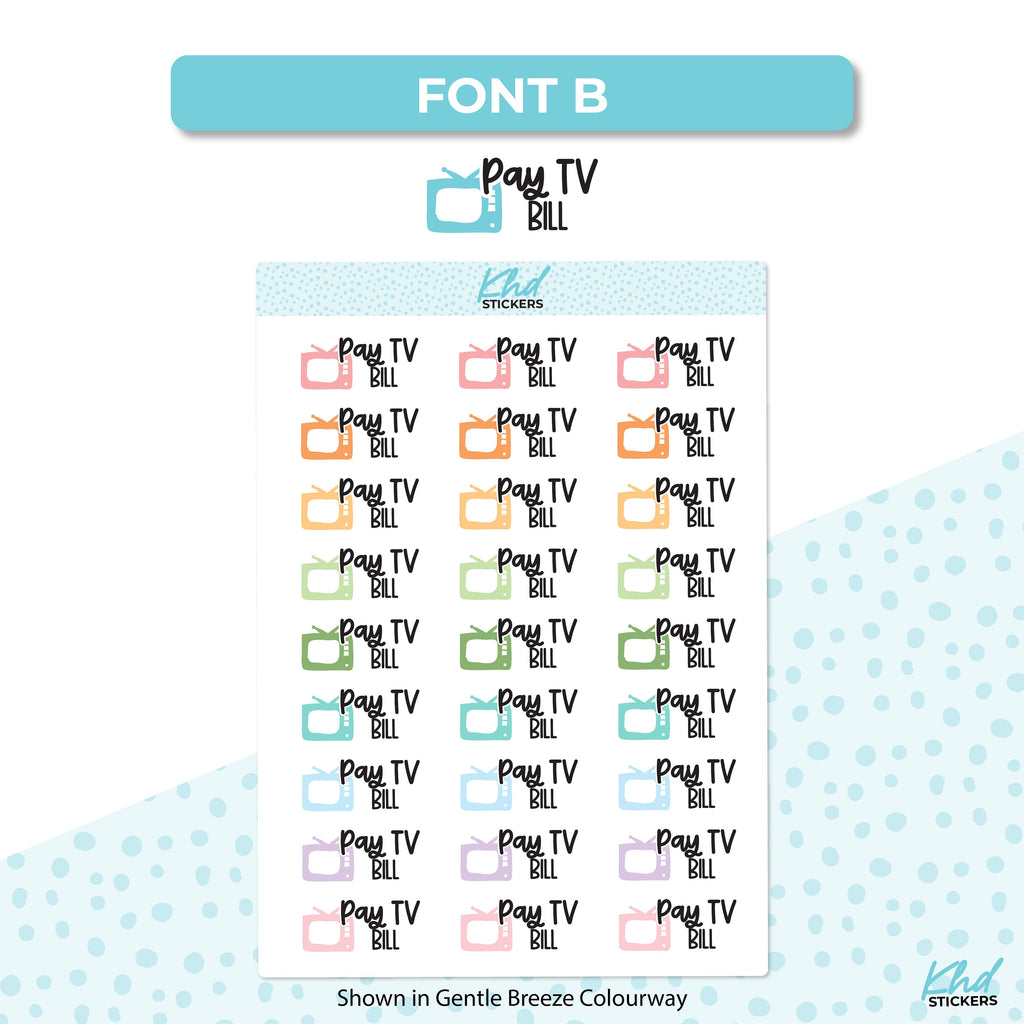 Pay TV Bill Stickers, Planner Stickers, Removable