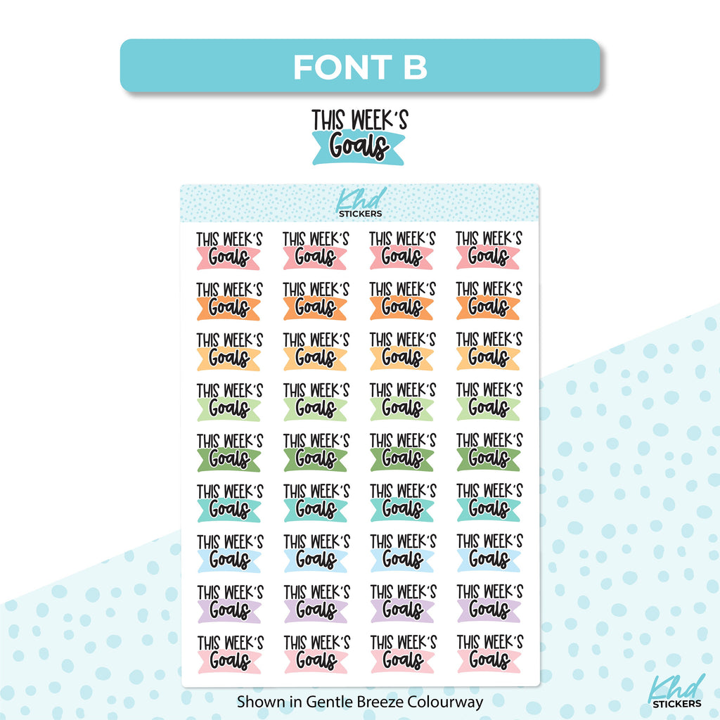 This Week's Goals Stickers, Planner Stickers, Removable