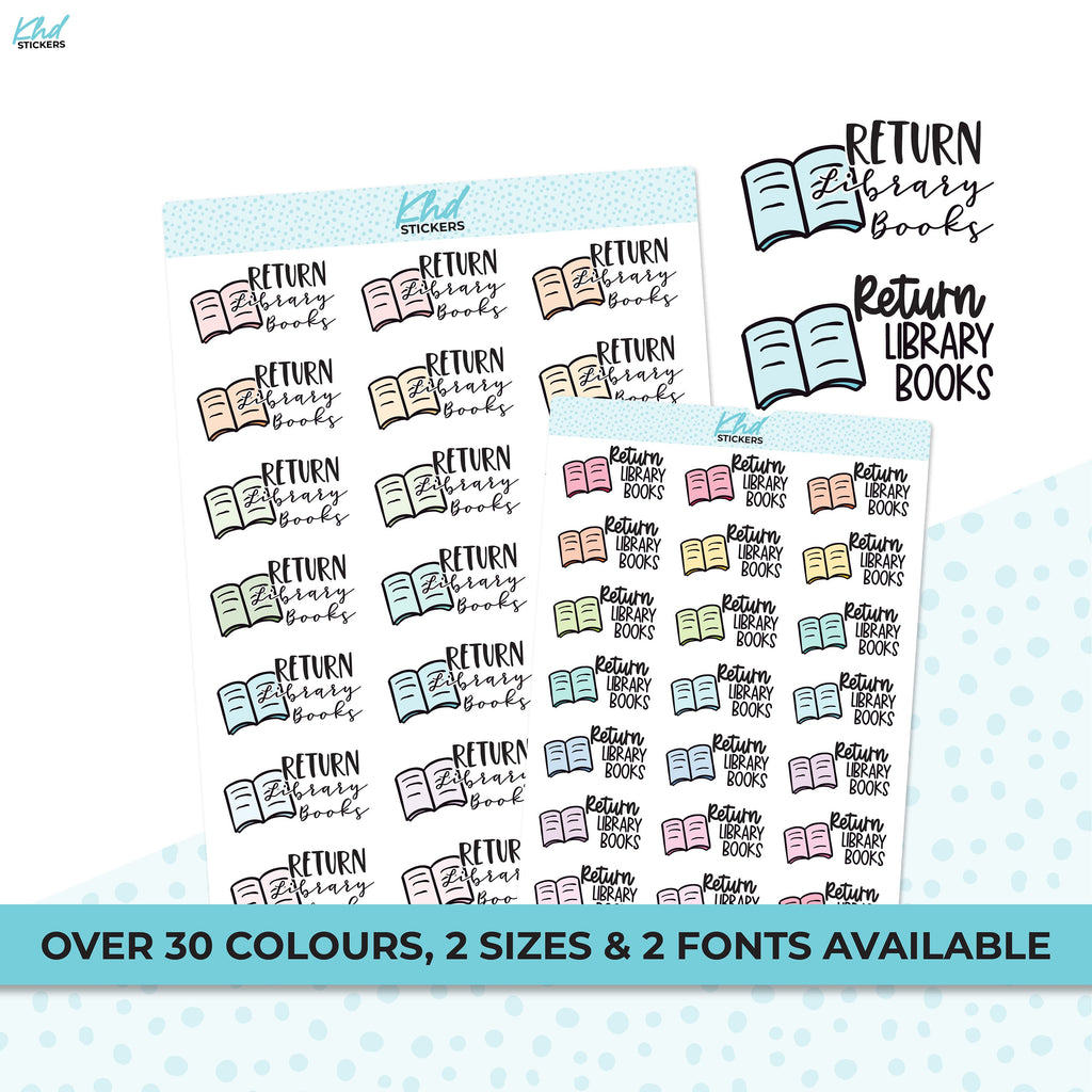 Return Library Books Stickers, Planner Stickers, Removable