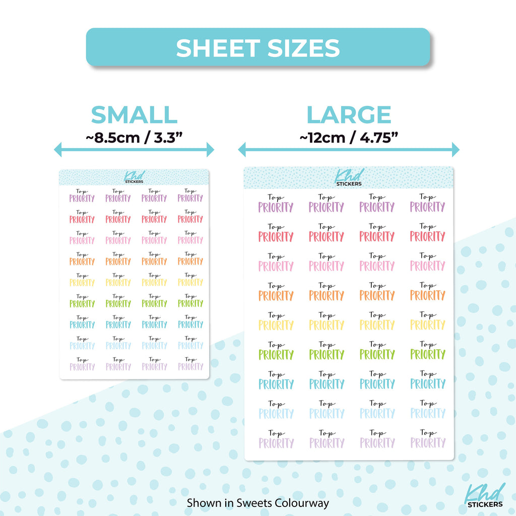 Top Priority Stickers, Planner Stickers, Removable