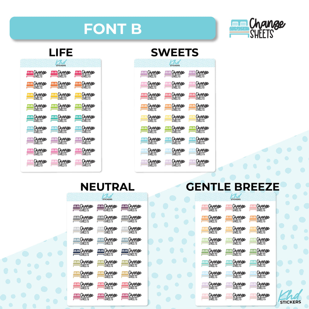 Change Sheets Stickers, Planner Stickers, Two Size and Font Options, Removable