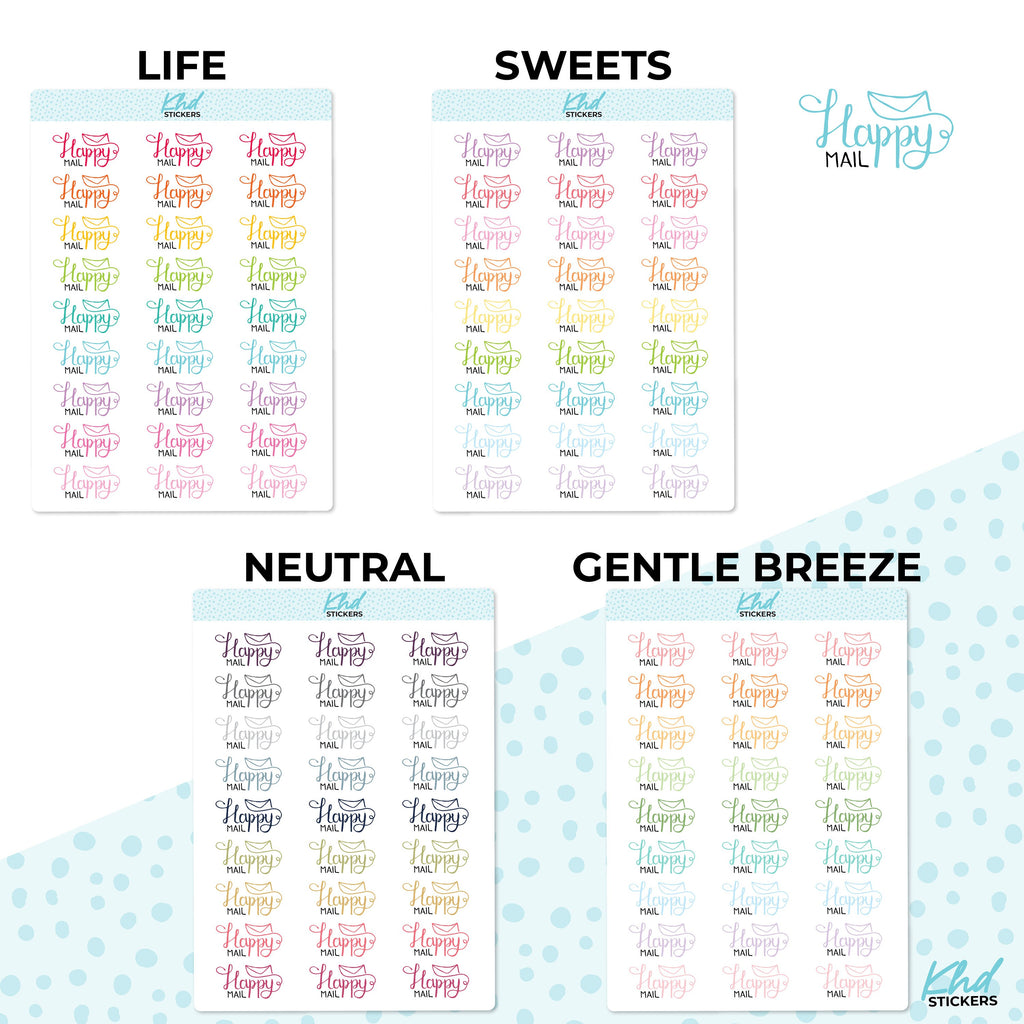 Happy Mail Planner Stickers, Script Stickers, Two Size Options, Removable