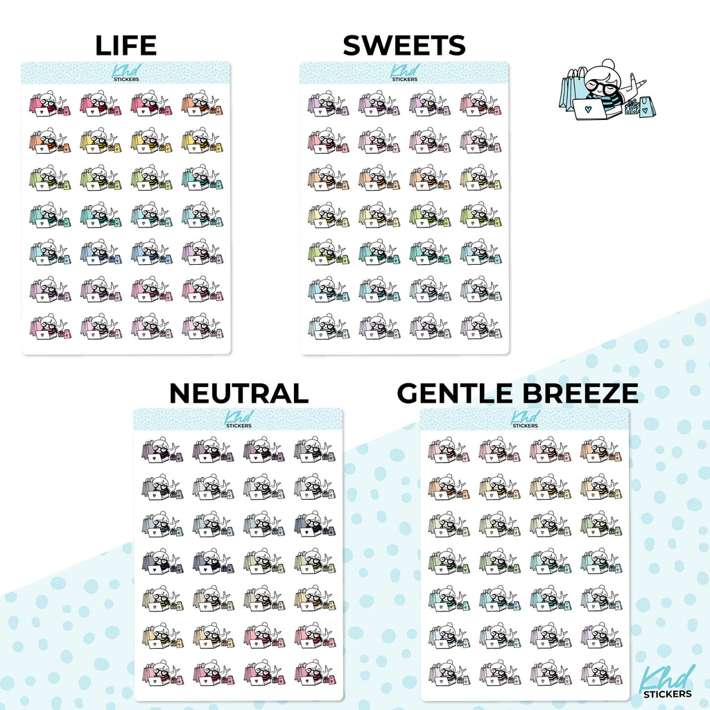 Planner Girl Online Shopping Planner Stickers, Two Size Options, Removable
