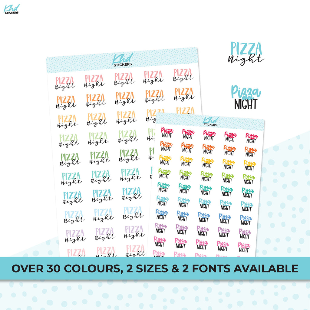 Pizza Night Stickers, Planner Stickers, Two Sizes and Font Options, Removable
