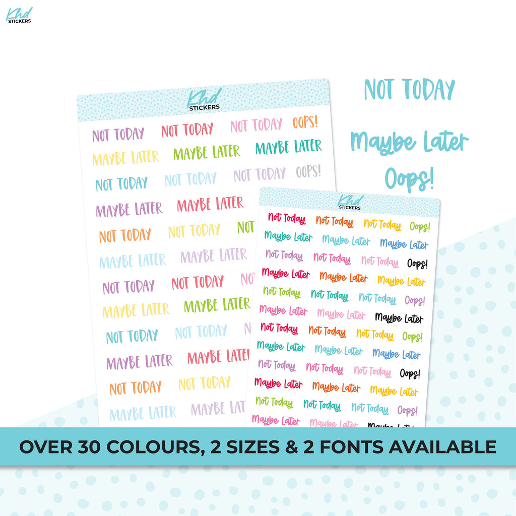 Fun Not Happening Stickers, Planner Stickers, Two sizes and font options, removable