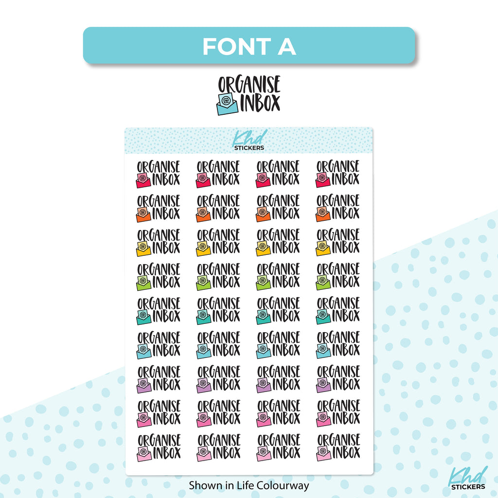 Organise Inbox Planner Stickers, Planner Stickers, Removable