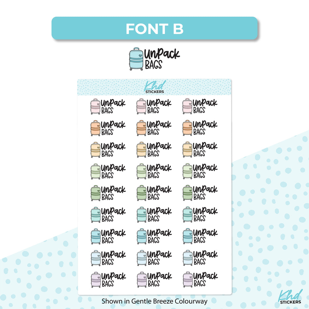 Unpack Bags Planner Stickers, Removable