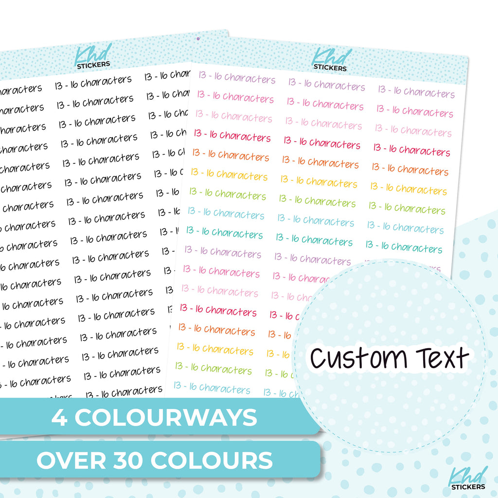 Design Your Own Script Planner Stickers, Jen Plans Custom Planner Stickers, Removable, Custom Word Stickers, Clear or White Background