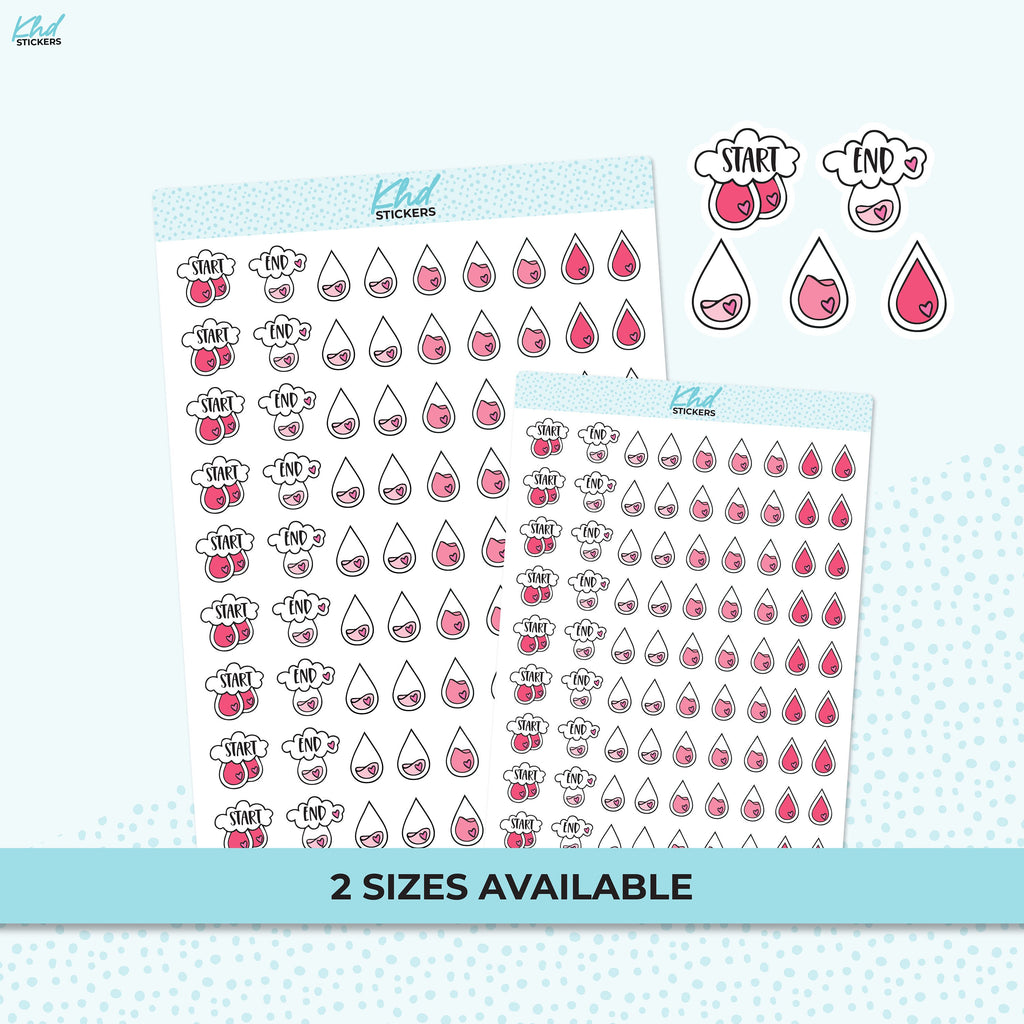 Period Care Stickers, Planner Stickers, Removable